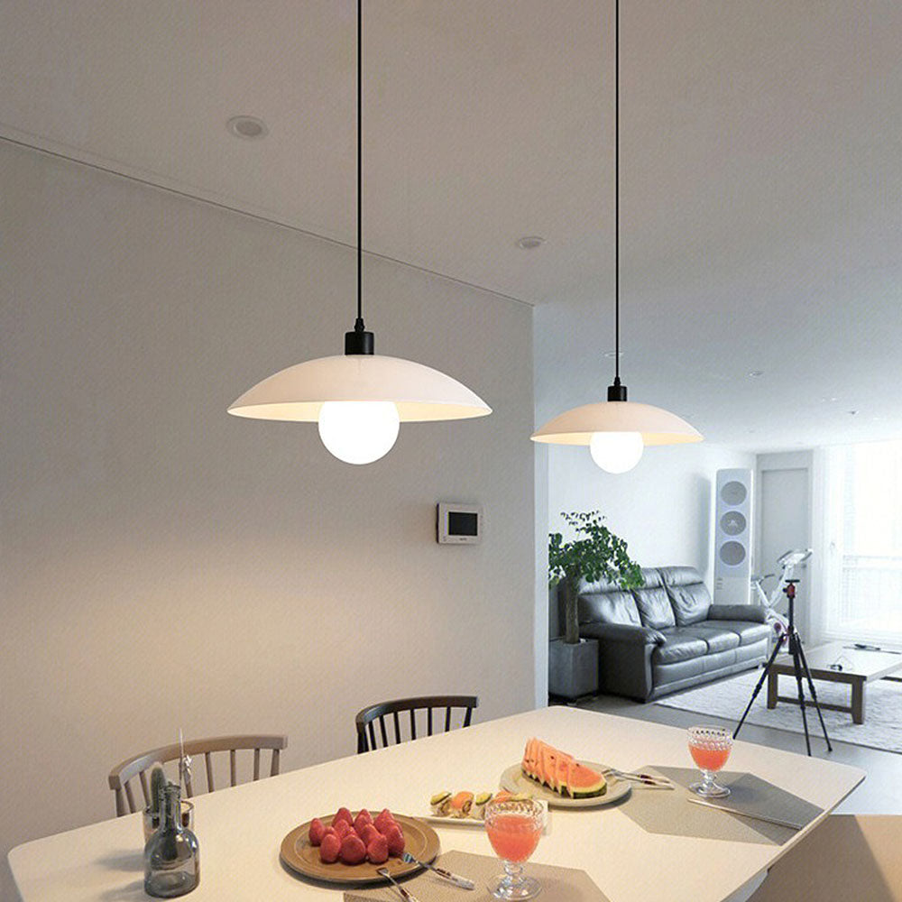 Minimalist White Glass Disc Pendant Light for Modern Ambient Interior Lighting