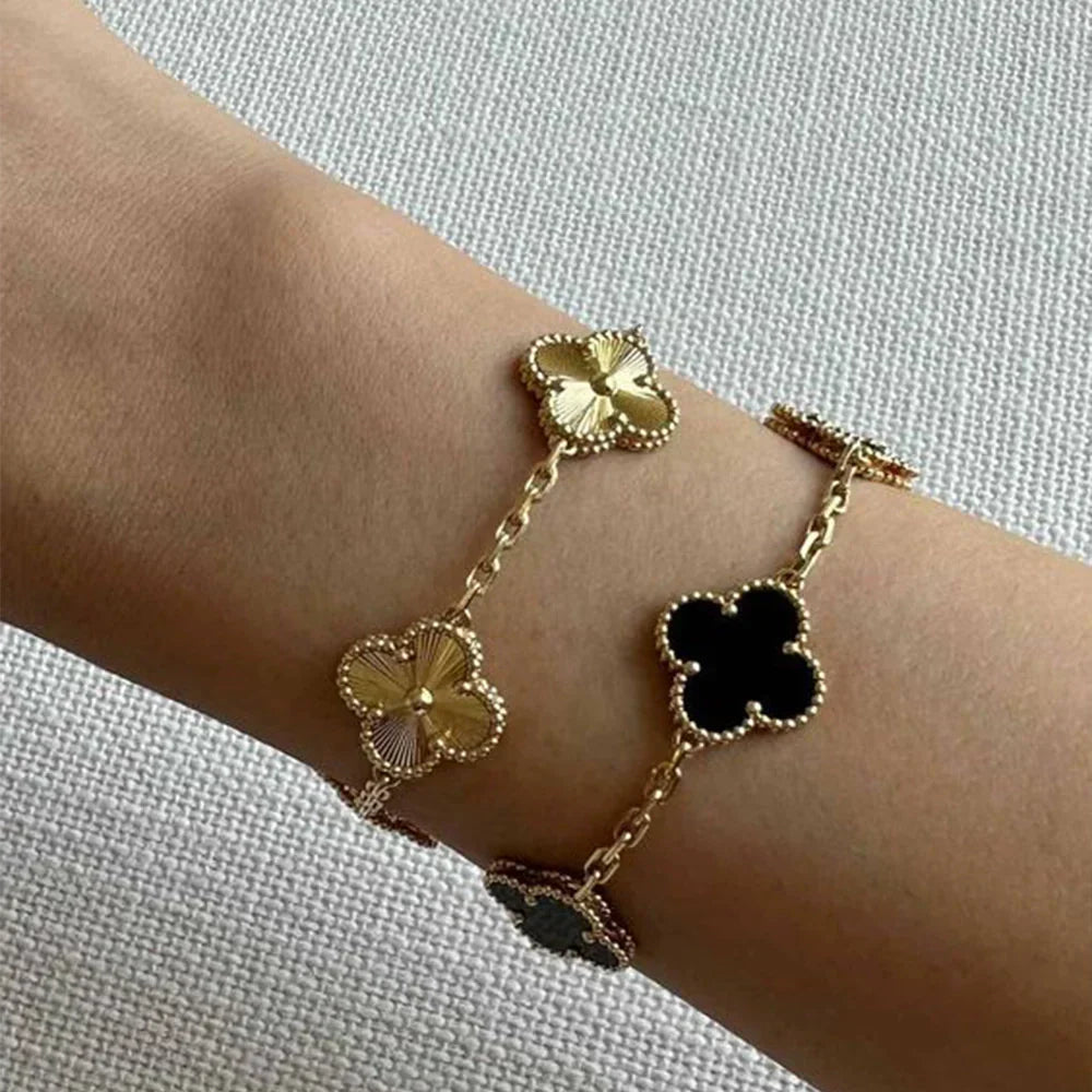 Clover Charm Bracelet with 14K Gold Plating for Elegant Style