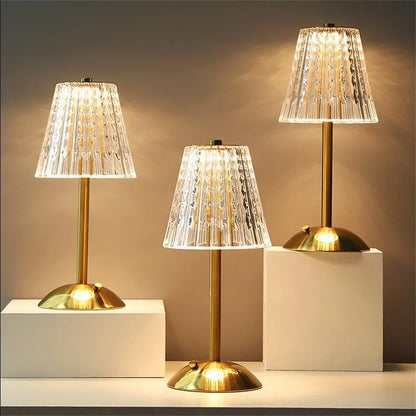 Crystal Touch Table Lamp with Dimmable LED Lighting for Bedside and Nightstand Use