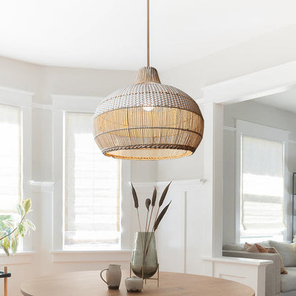 Handwoven Rattan Pendant Light with Natural Wicker Design for Warm Ambient Lighting