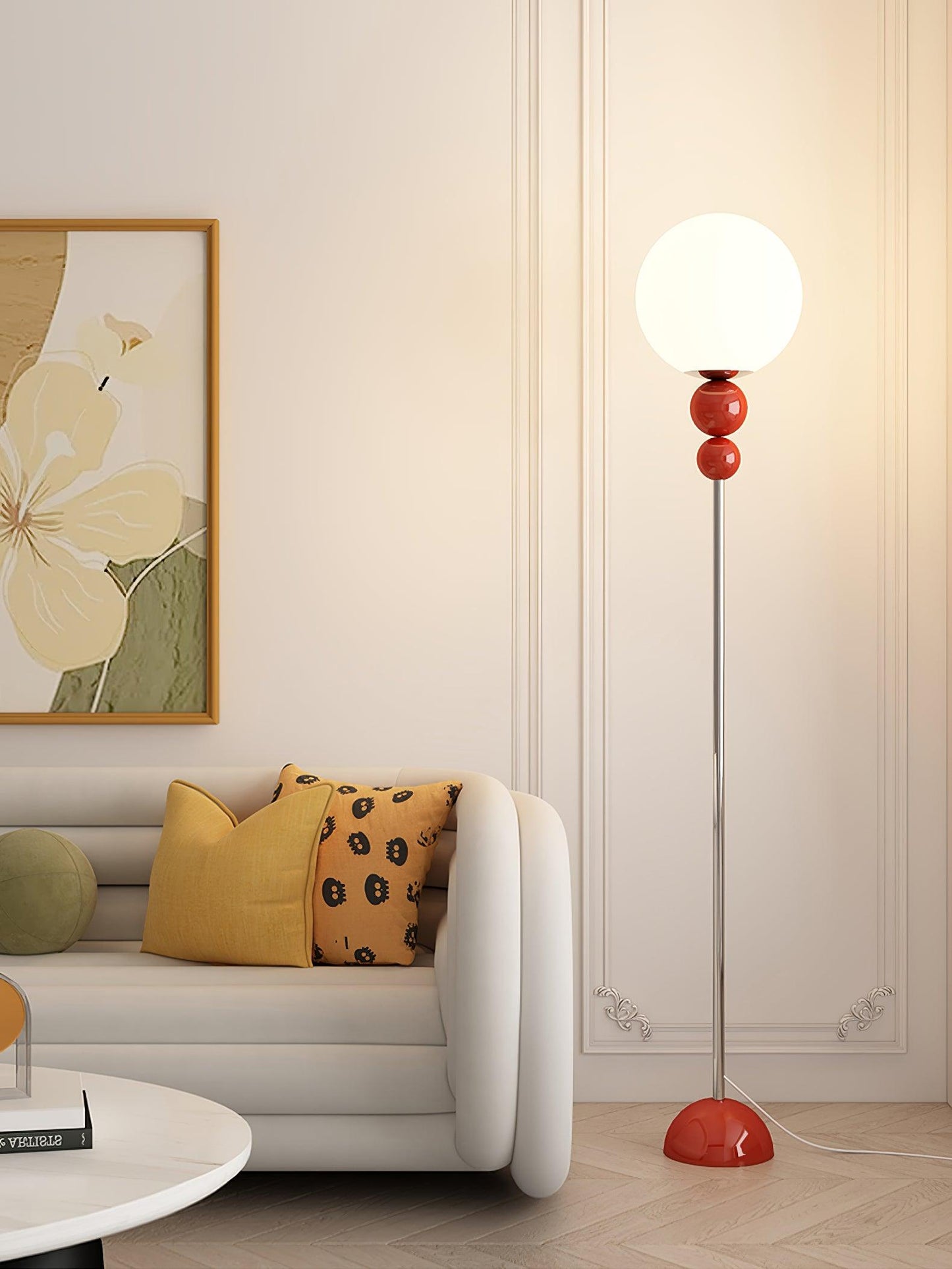 Modern Floor Lamp with Metal and Glass Design for Living Room Ambient Lighting