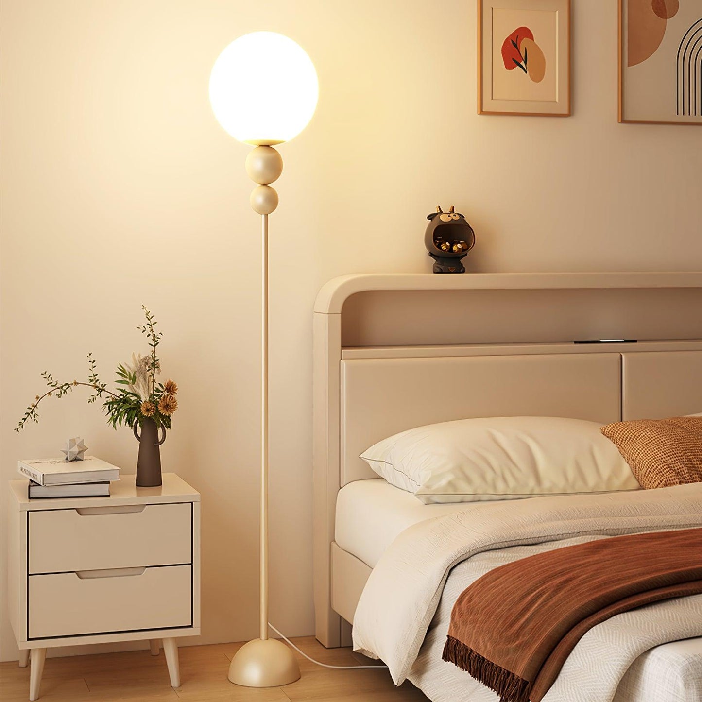 Modern Floor Lamp with Metal and Glass Design for Living Room Ambient Lighting