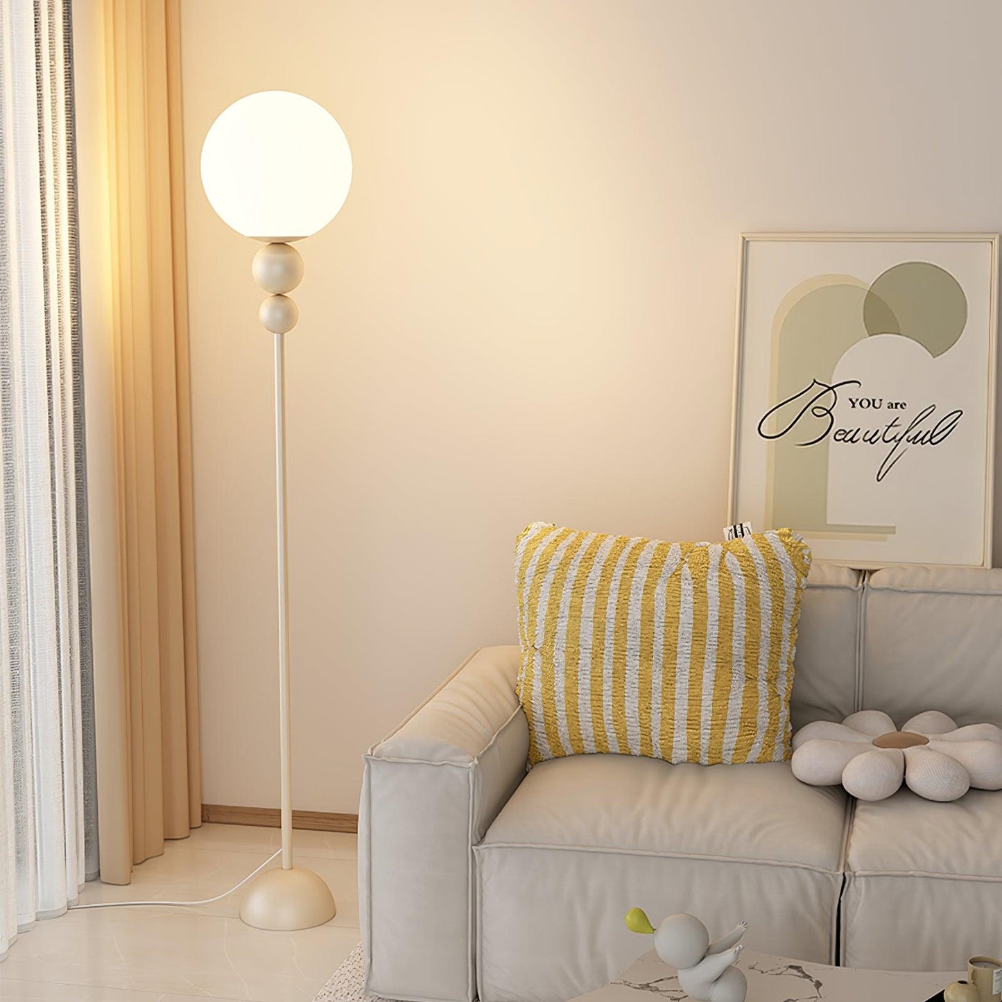 Modern Floor Lamp with Metal and Glass Design for Living Room Ambient Lighting
