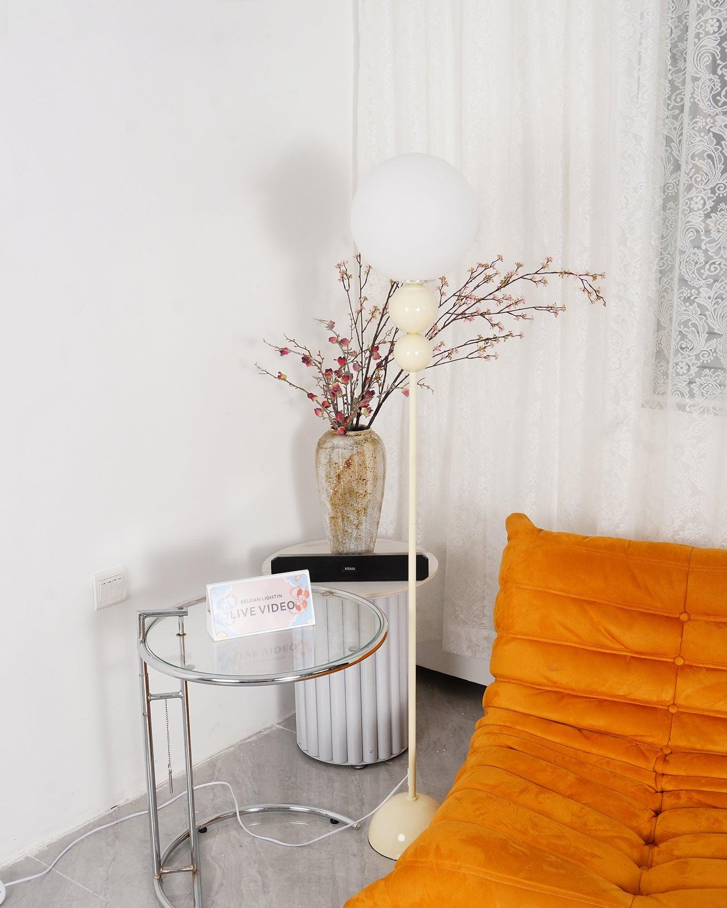 Modern Floor Lamp with Metal and Glass Design for Living Room Ambient Lighting