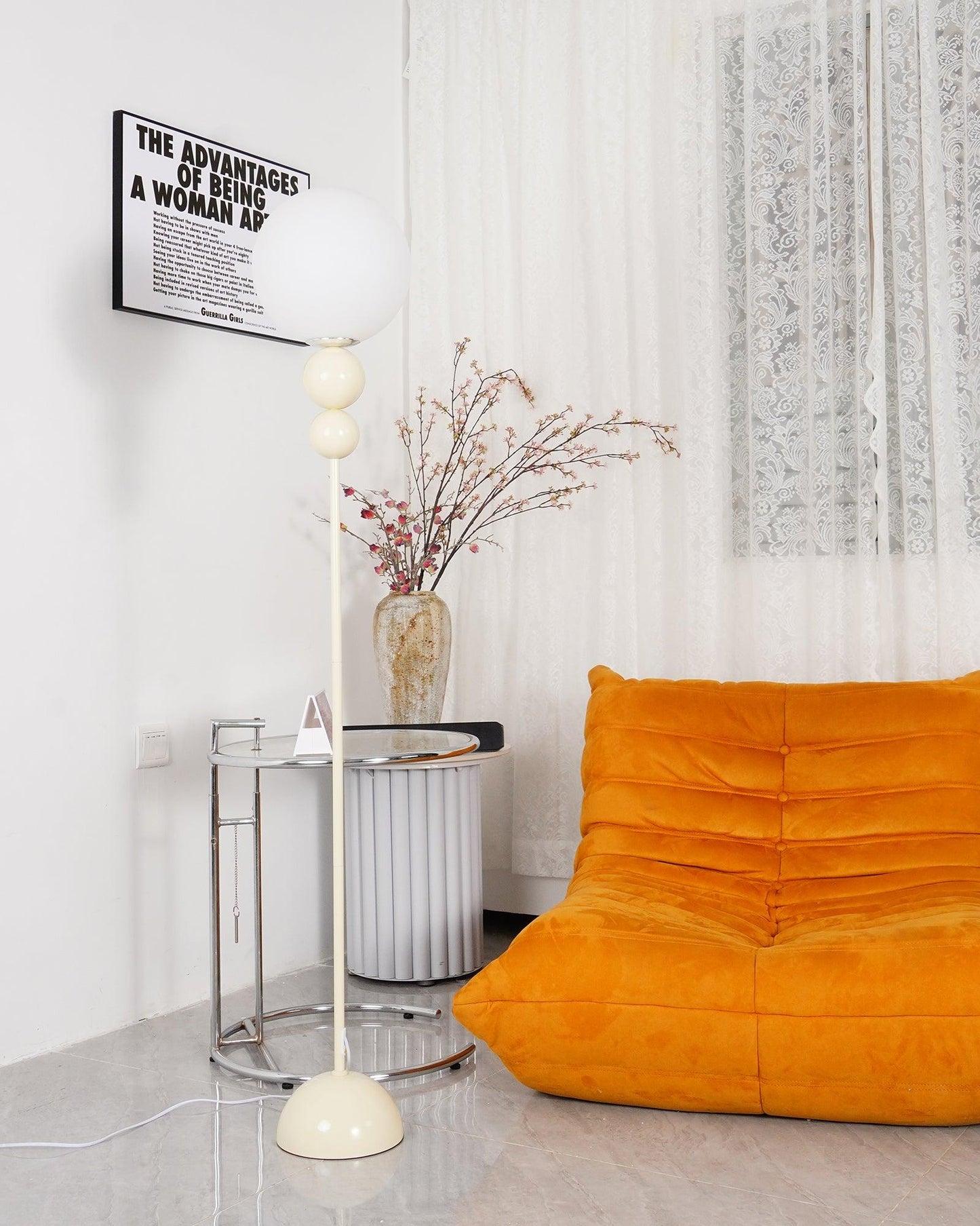 Modern Floor Lamp with Metal and Glass Design for Living Room Ambient Lighting