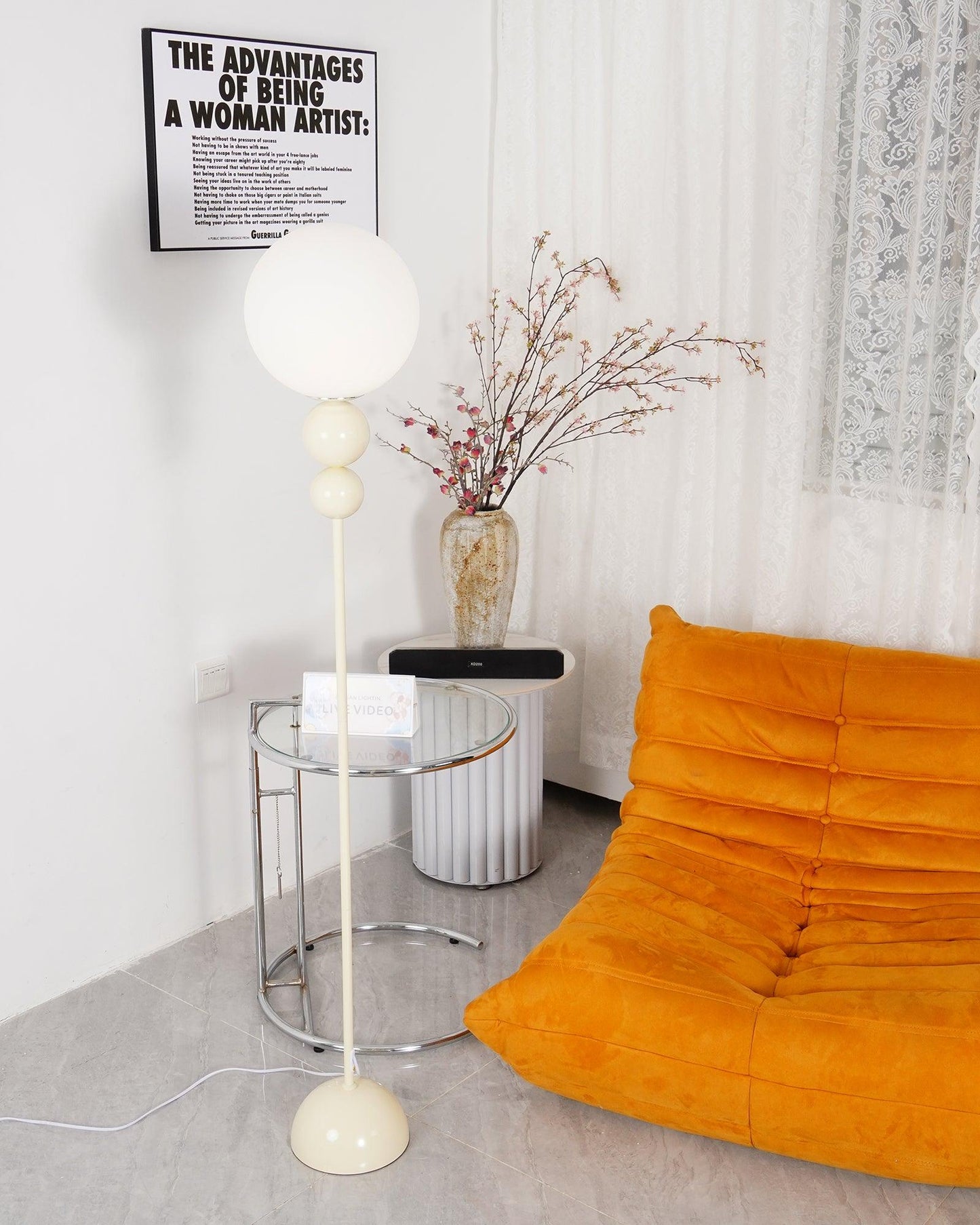 Modern Floor Lamp with Metal and Glass Design for Living Room Ambient Lighting