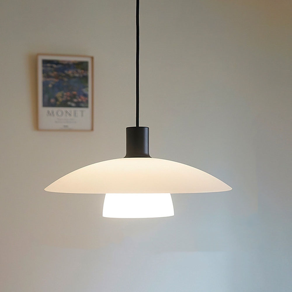 Minimalist White Glass Disc Pendant Light for Modern Ambient Interior Lighting
