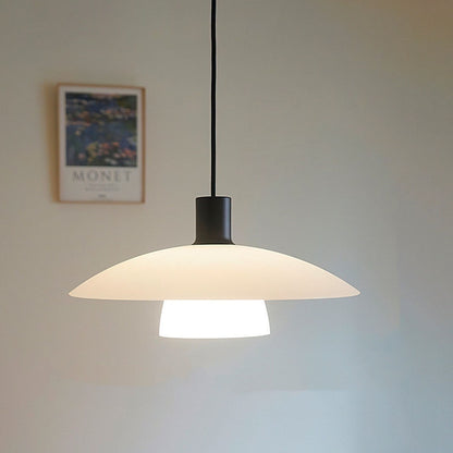 Minimalist White Glass Disc Pendant Light for Modern Ambient Interior Lighting