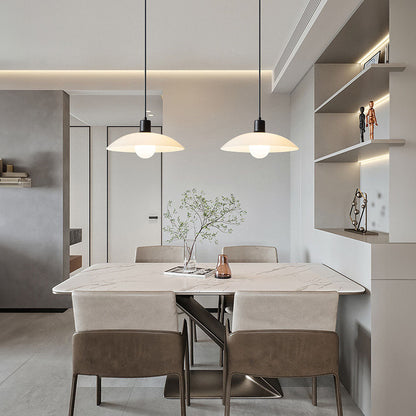 Minimalist White Glass Disc Pendant Light for Modern Ambient Interior Lighting