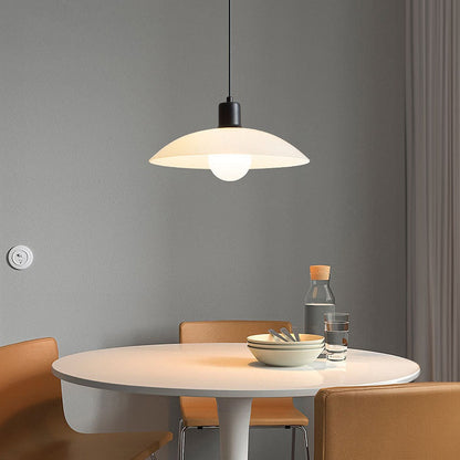 Minimalist White Glass Disc Pendant Light for Modern Ambient Interior Lighting