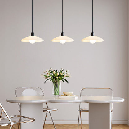 Minimalist White Glass Disc Pendant Light for Modern Ambient Interior Lighting