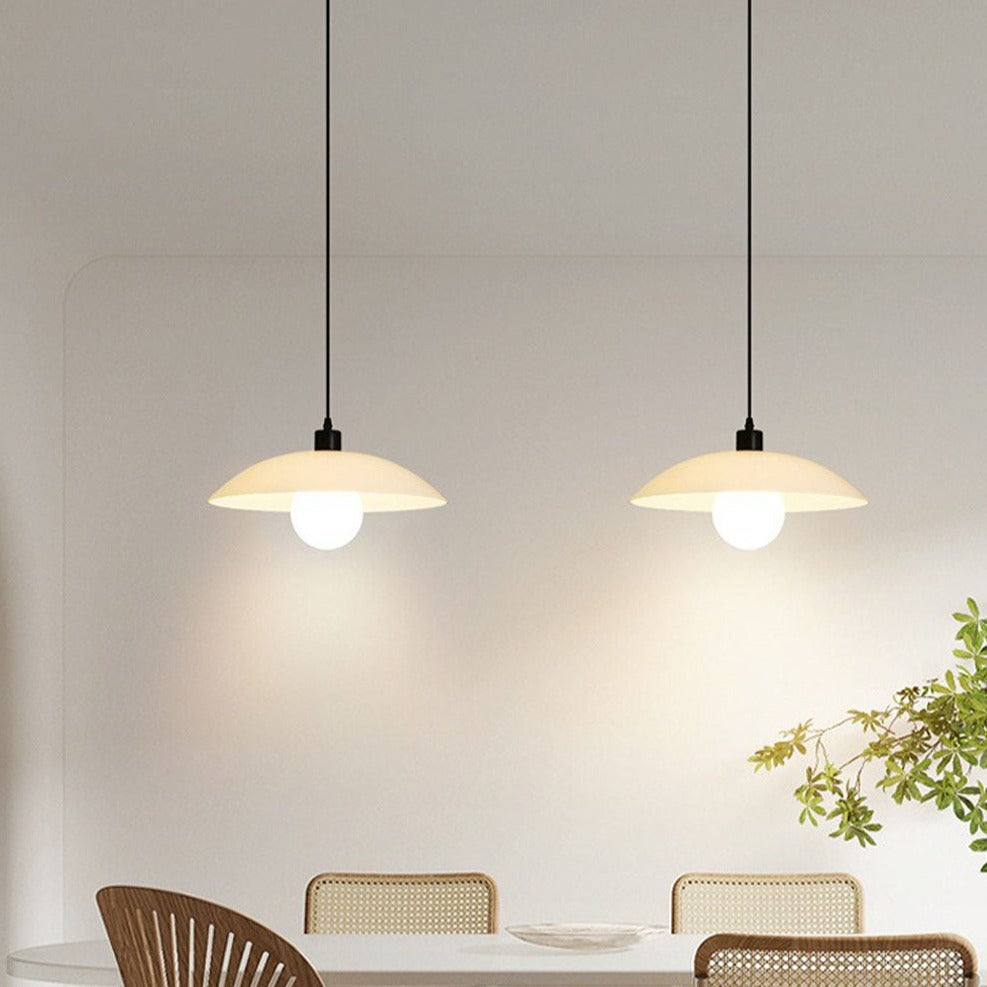 Minimalist White Glass Disc Pendant Light for Modern Ambient Interior Lighting