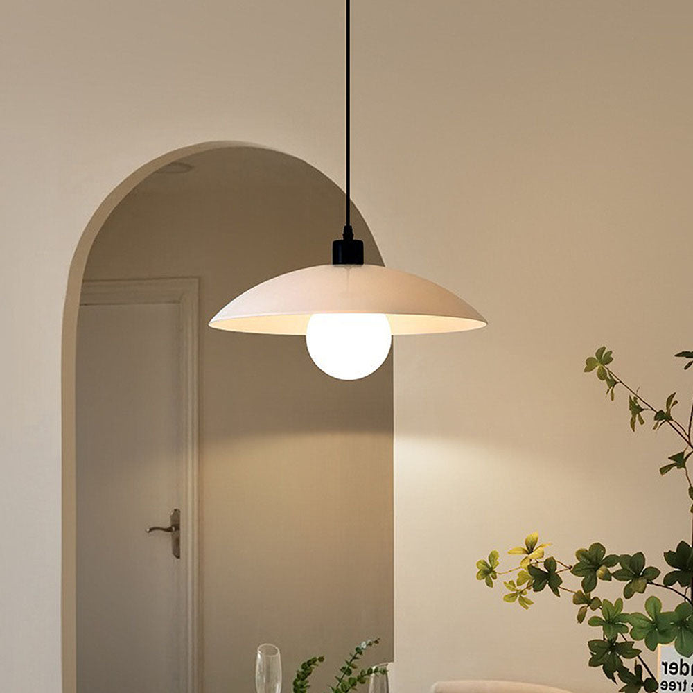 Minimalist White Glass Disc Pendant Light for Modern Ambient Interior Lighting