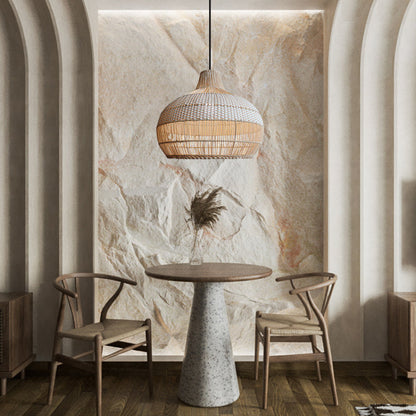 Handwoven Rattan Pendant Light with Natural Wicker Design for Warm Ambient Lighting