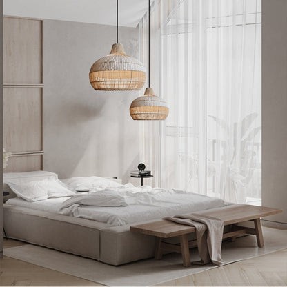 Handwoven Rattan Pendant Light with Natural Wicker Design for Warm Ambient Lighting