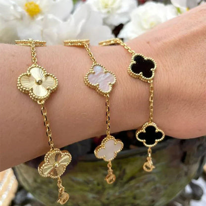 Clover Charm Bracelet with 14K Gold Plating for Elegant Style