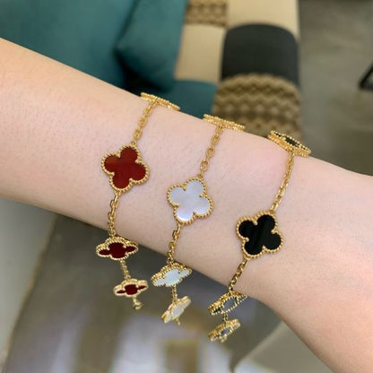 Clover Charm Bracelet with 14K Gold Plating for Elegant Style