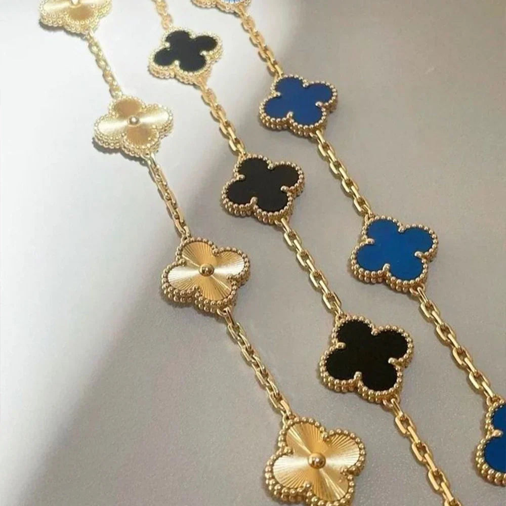 Clover Charm Bracelet with 14K Gold Plating for Elegant Style
