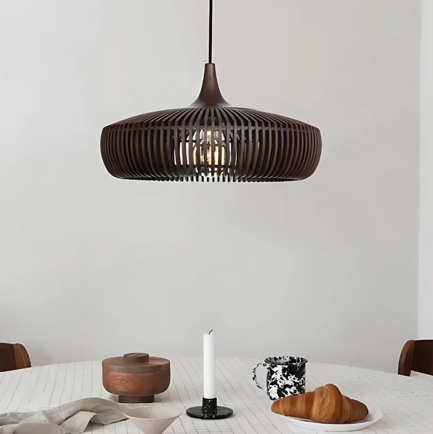 Japandi Wooden Pendant Light with Scandinavian Design for Warm Ambient Lighting