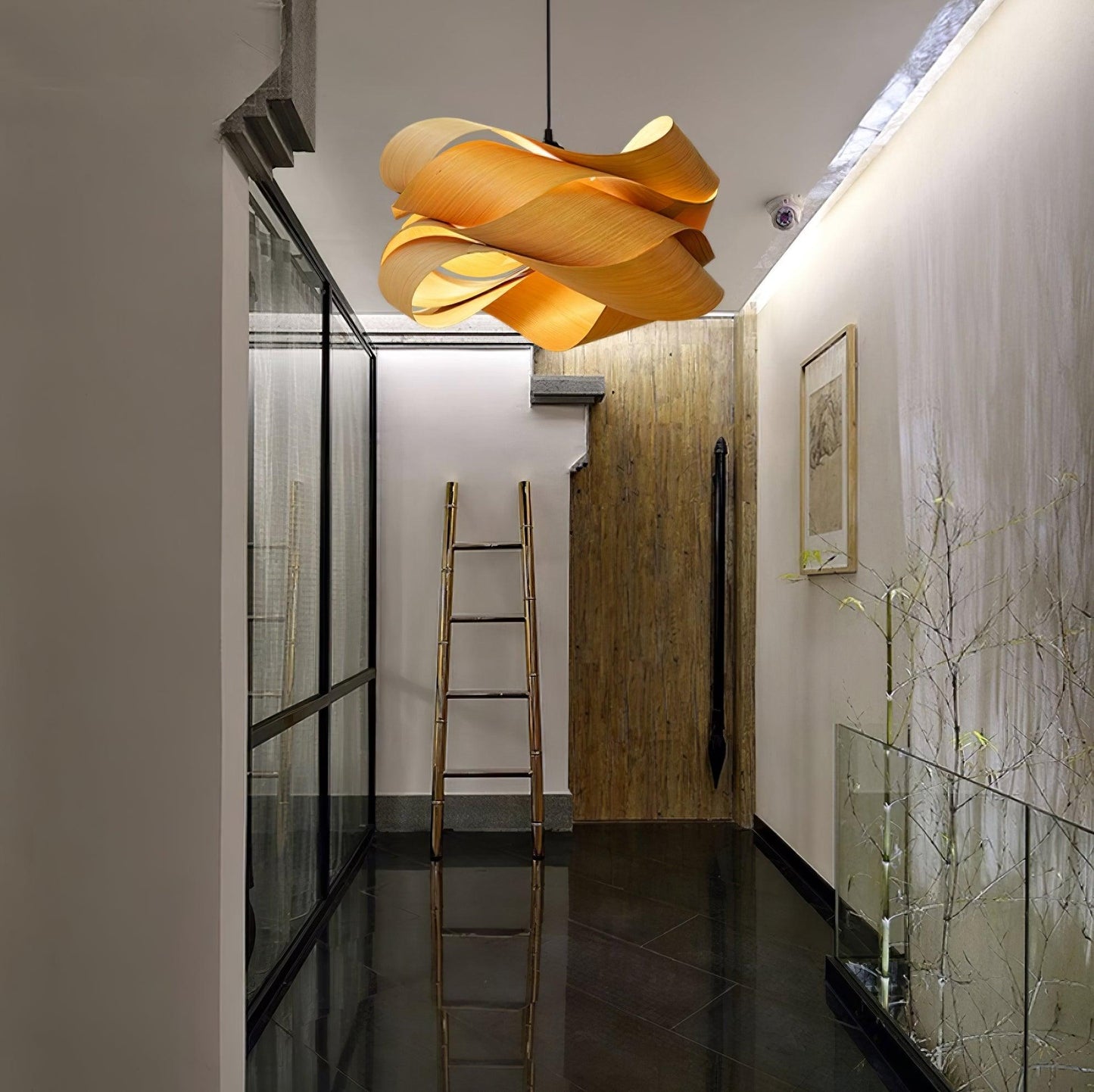 Wood Pendant Light with Modern Wooden Design for Warm Ambient Interior Lighting