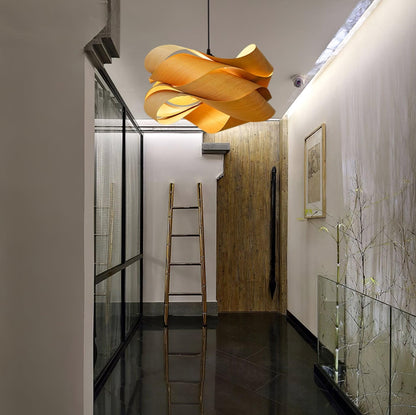 Wood Pendant Light with Modern Wooden Design for Warm Ambient Interior Lighting