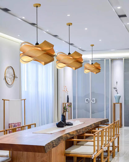 Wood Pendant Light with Modern Wooden Design for Warm Ambient Interior Lighting