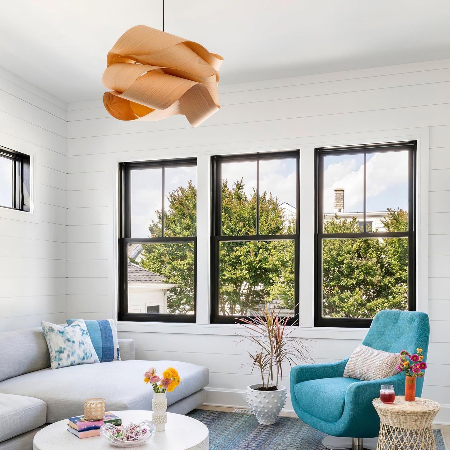 Wood Pendant Light with Modern Wooden Design for Warm Ambient Interior Lighting