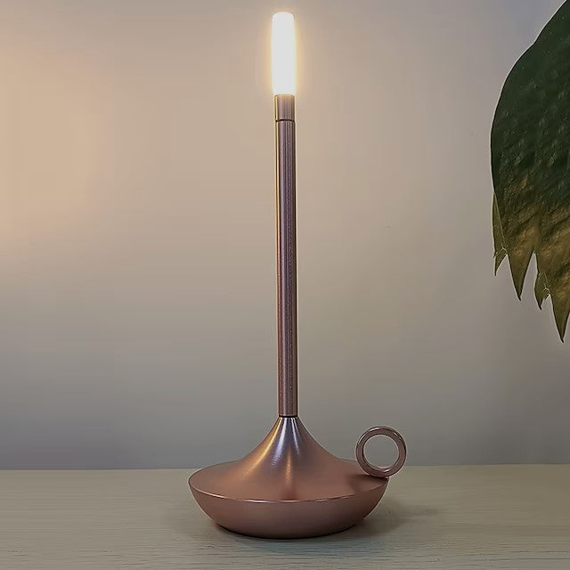 LED Candlelight Table Lamp with Dimmable USB Rechargeable Design for Portable Lighting