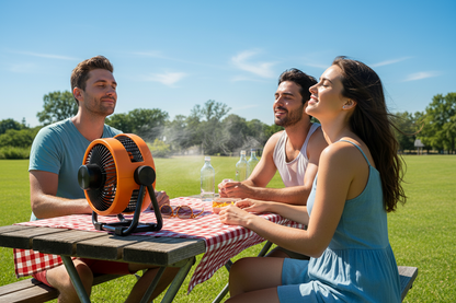 Rechargeable Camping Fan with LED Light and Power Bank