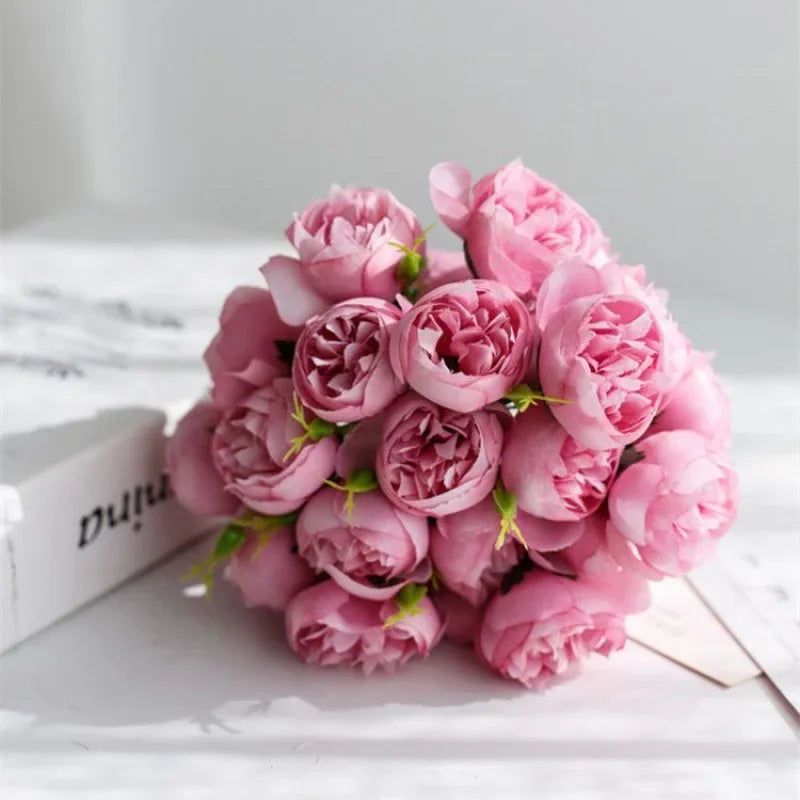 Artificial Peony Bouquet with Silk Flowers