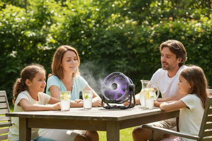 Rechargeable Camping Fan with LED Light and Power Bank