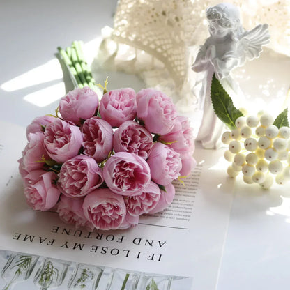 Artificial Peony Bouquet with Silk Flowers