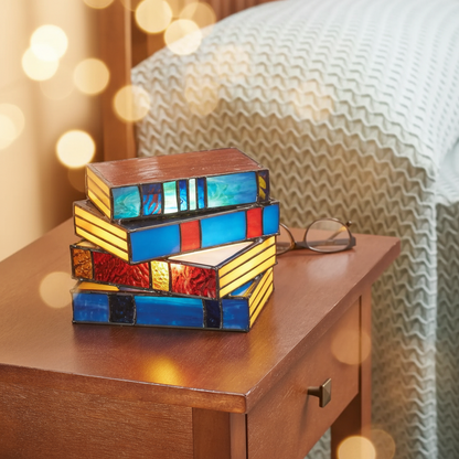 Stained Glass Book Table Lamp with Decorative E27 Design for Ambient Lighting