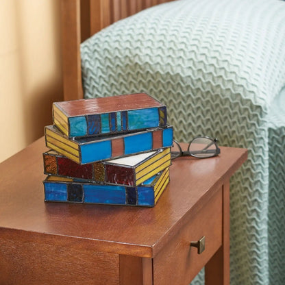 Stained Glass Book Table Lamp with Decorative E27 Design for Ambient Lighting
