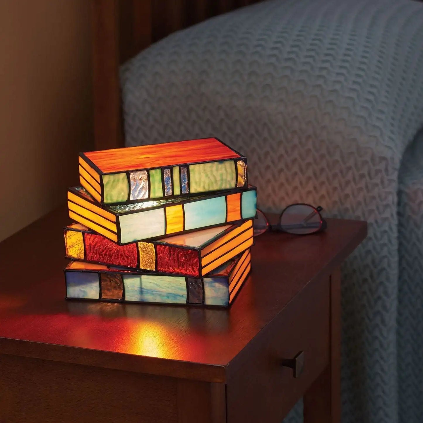 Stained Glass Book Table Lamp with Decorative E27 Design for Ambient Lighting