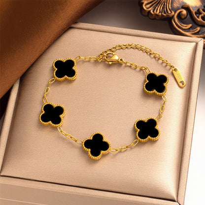Clover Charm Bracelet with 14K Gold Plating for Elegant Style