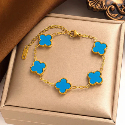 Clover Charm Bracelet with 14K Gold Plating for Elegant Style