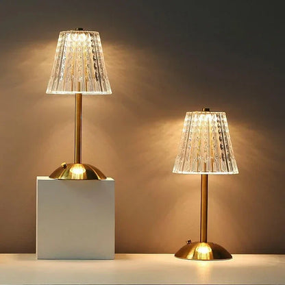 Crystal Touch Table Lamp with Dimmable LED Lighting for Bedside and Nightstand Use