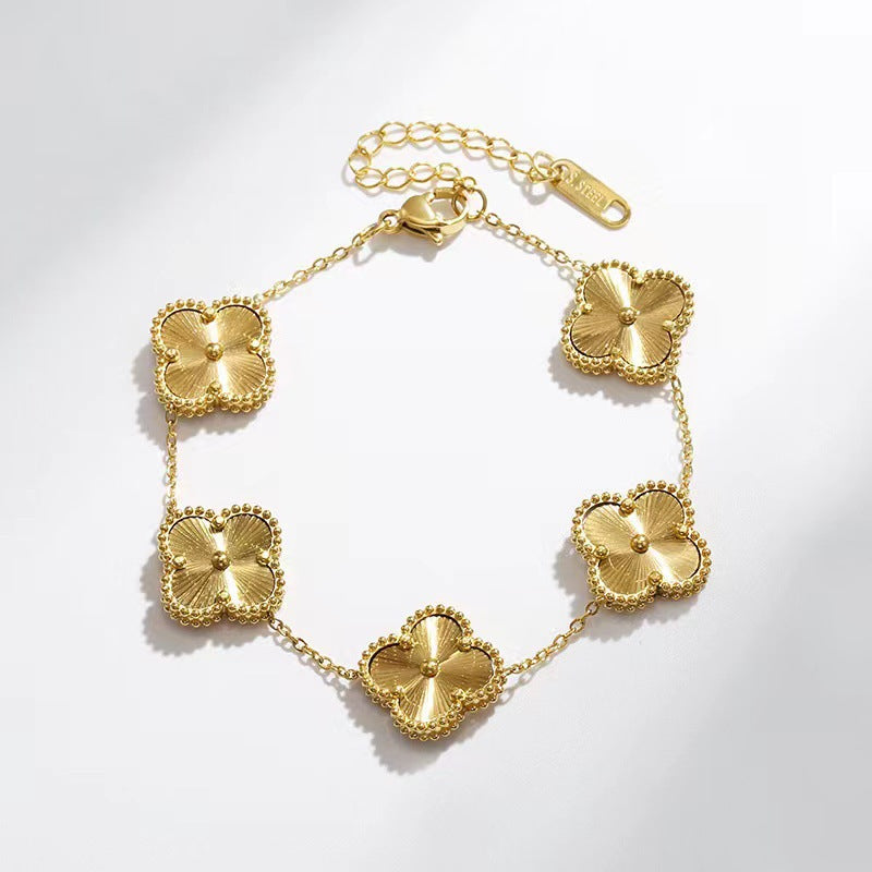 Clover Charm Bracelet with 14K Gold Plating for Elegant Style