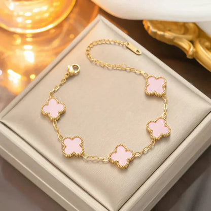 Clover Charm Bracelet with 14K Gold Plating for Elegant Style