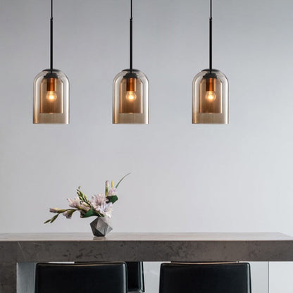 Colored Glass Pendant Light with Modern Hanging Design for Ambient Home Lighting