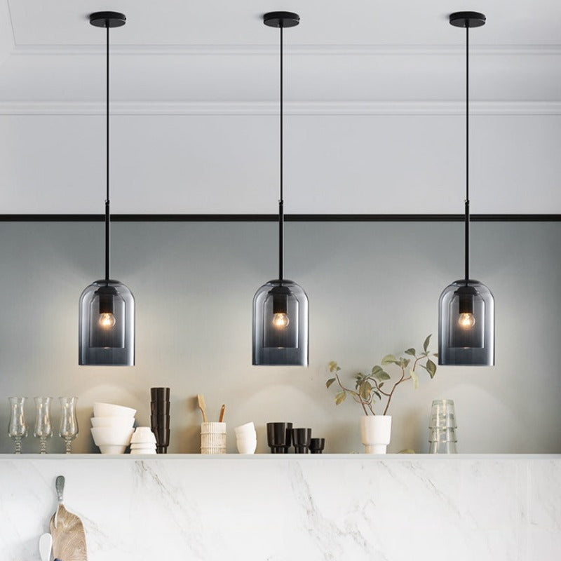 Colored Glass Pendant Light with Modern Hanging Design for Ambient Home Lighting