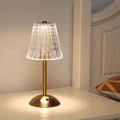 Crystal Touch Table Lamp with Dimmable LED Lighting for Bedside and Nightstand Use