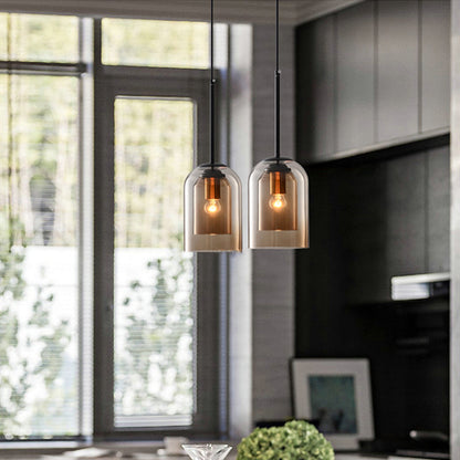 Colored Glass Pendant Light with Modern Hanging Design for Ambient Home Lighting
