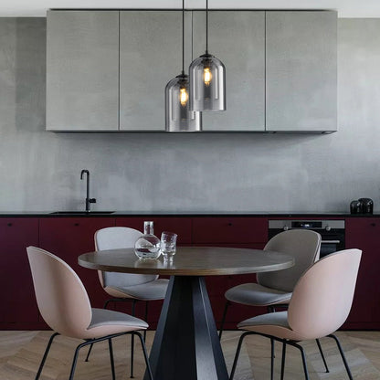 Colored Glass Pendant Light with Modern Hanging Design for Ambient Home Lighting