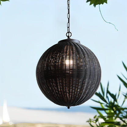 Retro Rattan Outdoor Pendant Light with Waterproof Construction for Garden Lighting